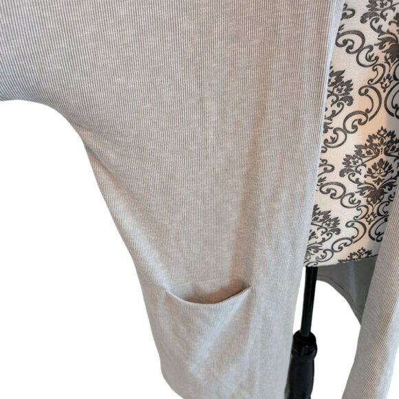 DONNI. Sandwash Ribbed Cardigan Grey Open Front Patch Pockets Duster Women's OS - Picture 7 of 13
